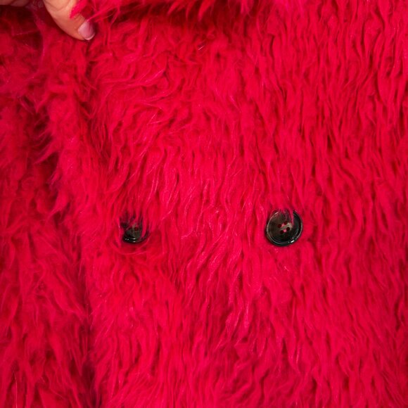 Anthropologie Faux Fur Pink Shag Double-Breasted Jacket - Picture 4 of 8